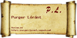 Purger Lóránt névjegykártya